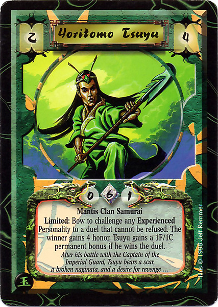L5R Legend of the Five Rings CCG Yoritomo Experienced 1998 Jade