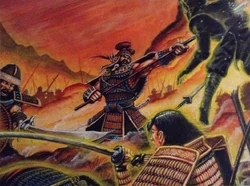 Gaheris fighting Tsuneo's legions