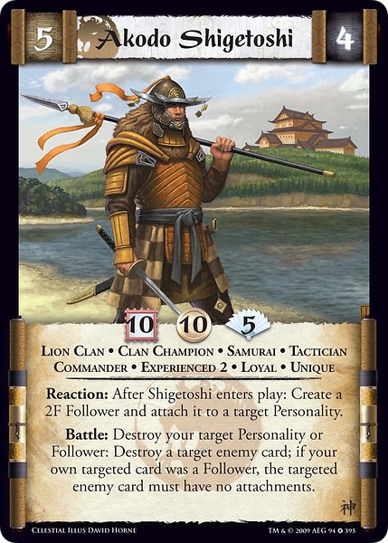 Akodo Shigetoshi Exp2/card | L5r: Legend of the Five Rings