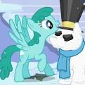 haciendo un pony de nieve