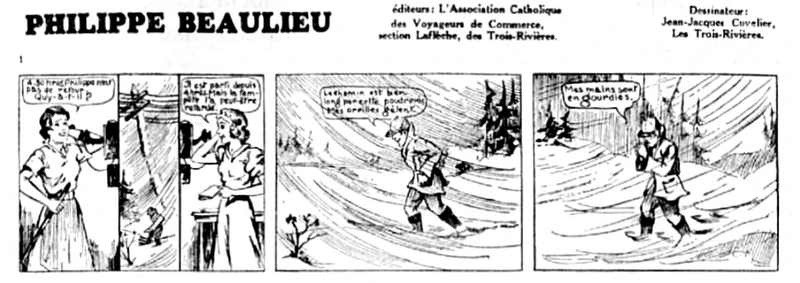Philippe Beaulieu, bande quotidienne no. 1 dans le journal L'Action Catholique du 7 septembre 1937.