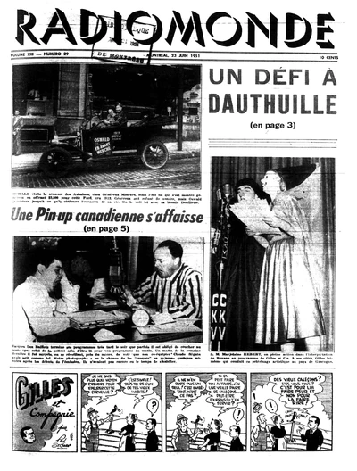Gilles et Compagnie en page couverture du Radiomonde du 23 juin 1951