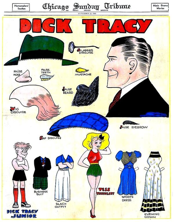 Dick tracy paper doll 22-9-1940