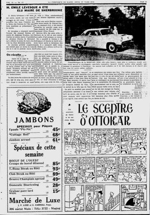 Tintin Le Sceptre d'Ottokar, La Chronique de Magog du 27 mars 1952.