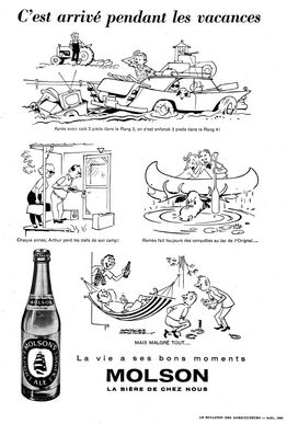 BD publicitaire pour la brasserie Molson dans Le Bulletin des Agriculteurs de mars 1960.