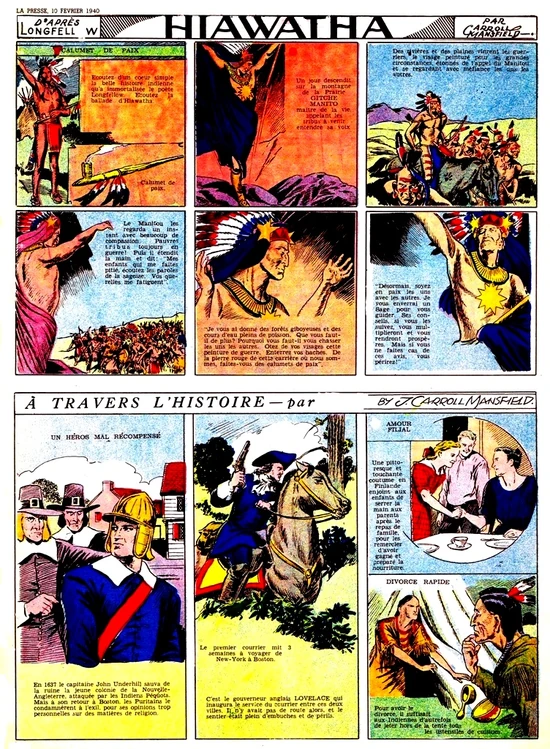 Hiawatha, page complète dans le journal La Presse du  10 février 1940.