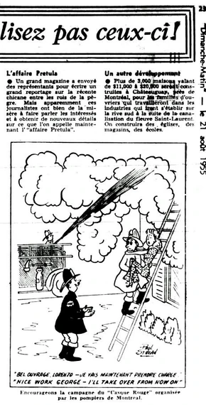 Vignette humoristique dans le journal Dimanche-Matin du 21 août 1955.