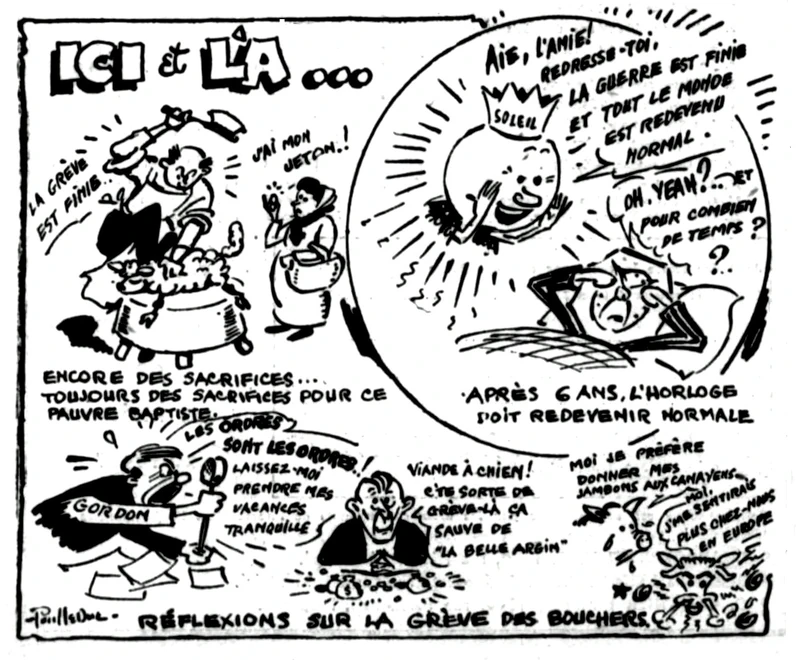 Croquis sur le Vif dans le journal Le Front Ouvrier du 6 octobre 1945.