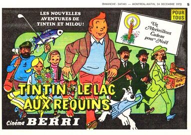 Tintin Le Lac aux Requins belle publicité pour le film.