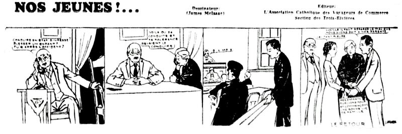 bande quotidienne Nos Jeunes, bande quotidienne dans le journal L'Action Catholique du 9 juin 1936.