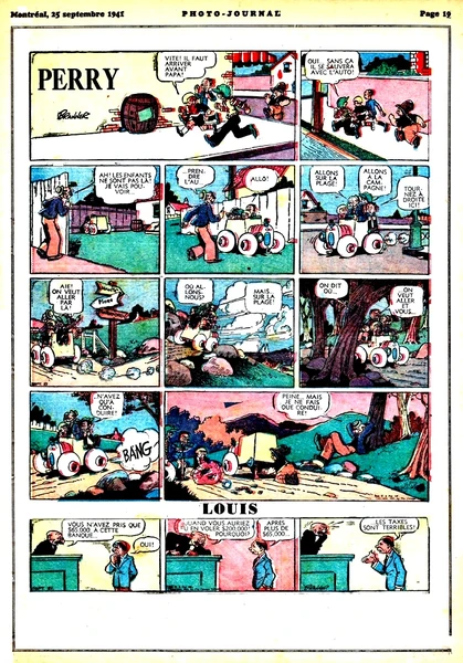 Perry traduction de Winnie Winkle de Martin Branner avec sa bande-compagnon Louis, traduction de Looie Blooie