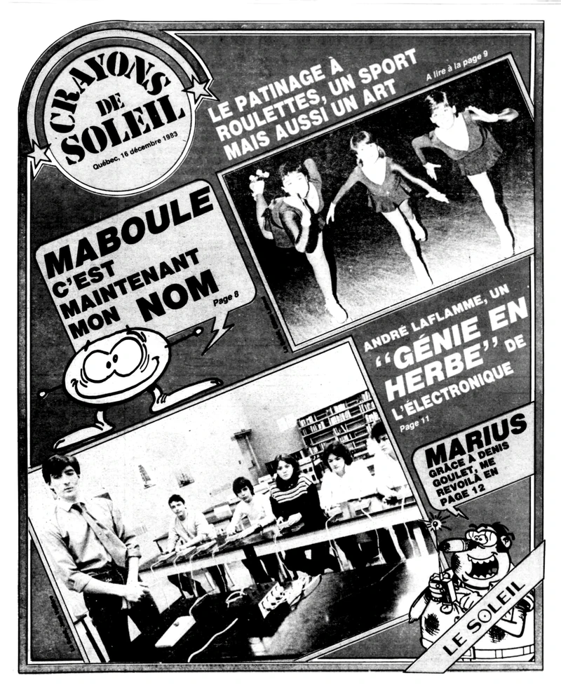 Page couverture du cahier CRAYONS DE SOLEIL du 16 décembre 1983.