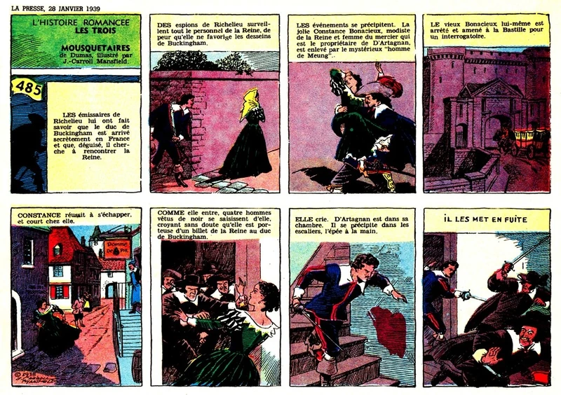 Les Trois Mousquetaires de James Carroll Mansfield, La Presse du 28 janvier 1939.