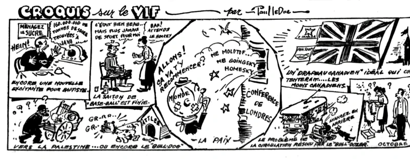 Croquis sur le Vif dans le journal Le Front Ouvrier du 13 octobre 1945.