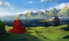 B3 E01 Tenzin statua Aang
