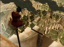 Azula osserva i due fuggitivi