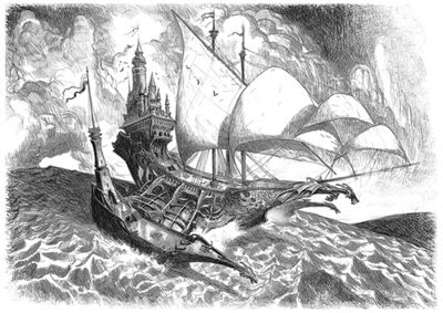Nave Dragón Indraugnir - El de la Mano Sangrienta por Tiernen Trevallion
