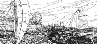 Ciudad de Marienburgo barcos por Russ Nicholson