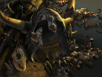 Pantalla por Gergely Fejervary Warhammer Mark of Chaos Casco Orco