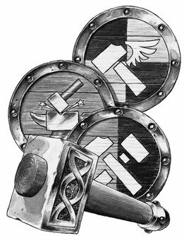 Martillo y escudos Enanos por Toby Hynes