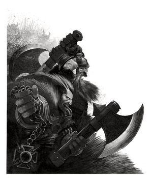 Humano y Enano mercenarios por Wayne England