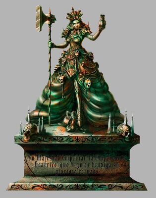 Estatua de Beatrice la Sanguinaria por Yugin Maffioli