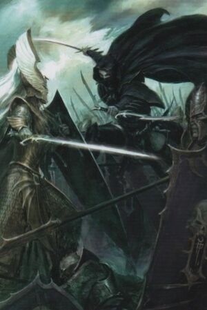 Asesisno elfos oscuro atacando alto elfo