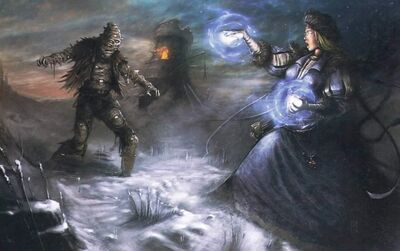 Hechicera del Hielo contra monstruo Kislev