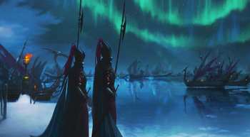 Flota elfos oscuros concept art warhammer total war