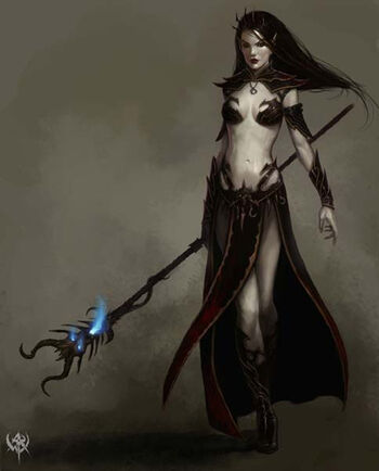 Warhammer age of reckoning conceptart Hechicera Elfa Oscura (1) Daarken