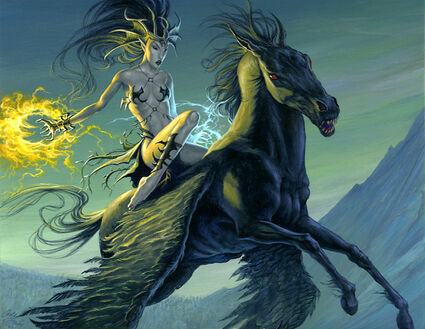 Hechicera Elfa Oscura en Pegaso Oscuro por Carl Frank