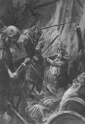 Guerreros esqueleto contra enanos