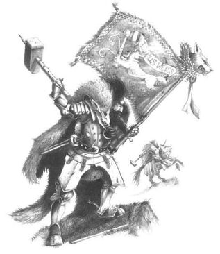 Caballero del Lobo Blanco Portaestandarte por John Blanche
