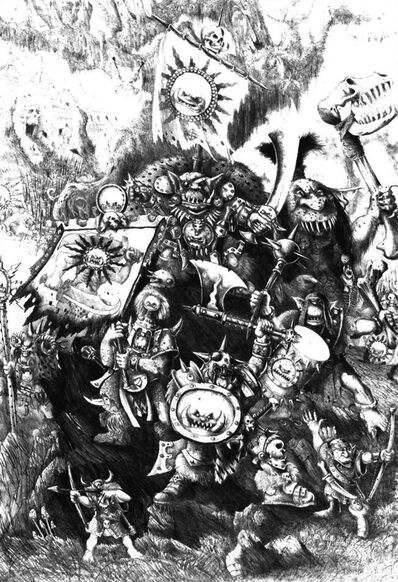 Gorfang Rotgut por John Blanche Orcos y Goblins