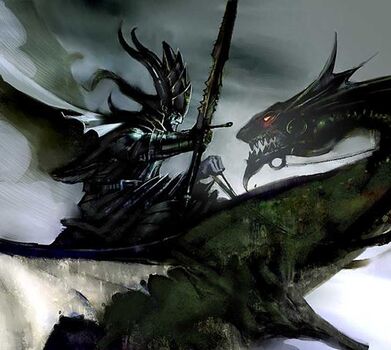 Dark Dragon Rider by John Gravato Dragón Negro Elfos Oscuros