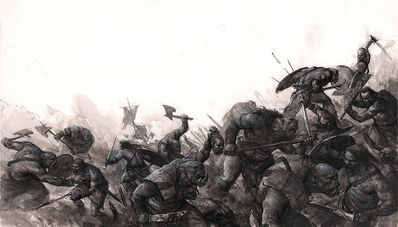 Guerreros Orcos contra Bárbaro del Imperio por Karl Kopinski