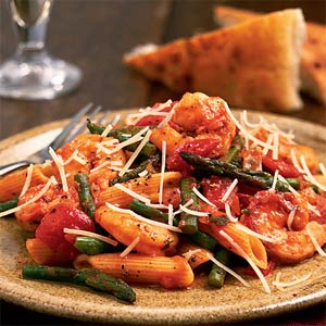 Penne with asparagus
