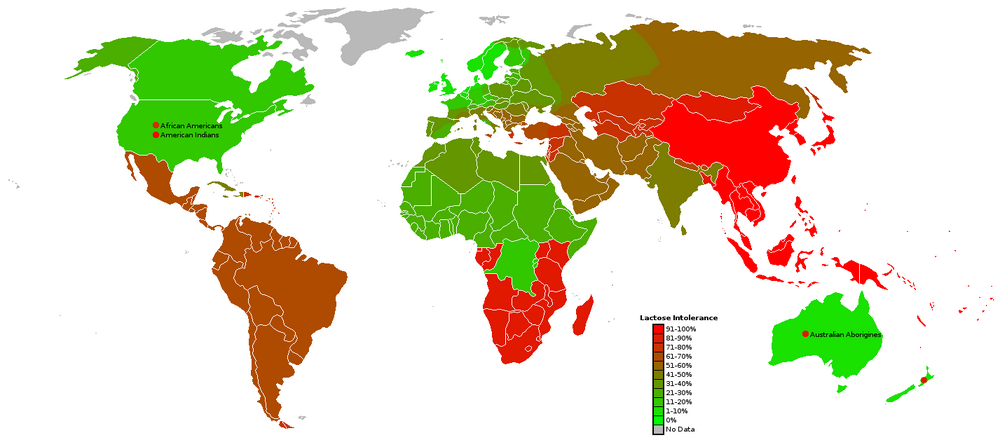 Map of Lactose Intolerance