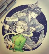 Hēi Māo drawing.jpg (167 KB) Drawing of Adrien, Plagg, and Hēi Māo for the 2nd day of Inktober, 2017.