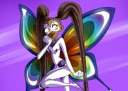 LadyBlue with rainbow wings concept art