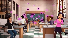 Zombizou blowing kisses at Ms. Mendeleiev's class.