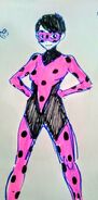 Art by Thomas Astruc of an outfit design for an adult Ladybug.