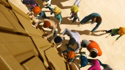 People under Simon Says' control attacking the Agreste mansion.