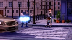 Roger transforming into Rogercop.