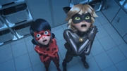 Ladybug and Cat Noir are shocked when Prime Queen threatens to throw Alya underwater.