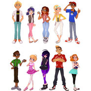Character designs of various students.