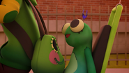 A megakuma entering Froggy's stuffed toy in "Risk".