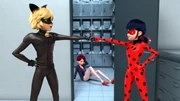 Ladybug and Cat Noir say "Pound it!" after winning.