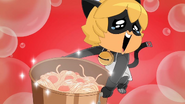 Concept art of Cat Noir holding a pot of spaghetti revealed by Jeremy Zag 's instagram account.