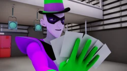 Simon Says choosing which card to throw.